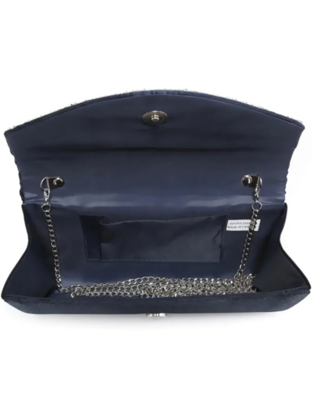 Women's Navy Blue Rhinestone Evening Clutch Purse Formal Hand Bag Prom Party Bag